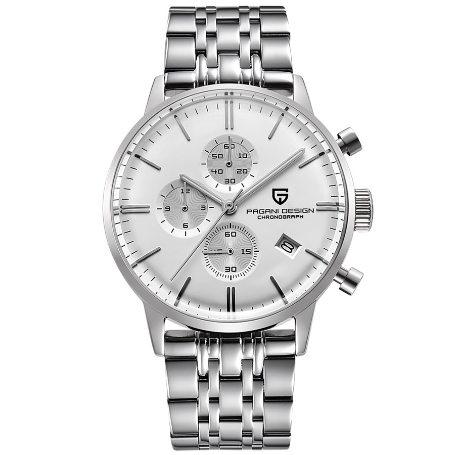 PAGANI DESIGN PD-2720 Luxury Men's Watches Genuine Leather Strap Stainless Steel Case Waterproof VK67 Quartz Wrist Watch for Men Chronograph Auto Date