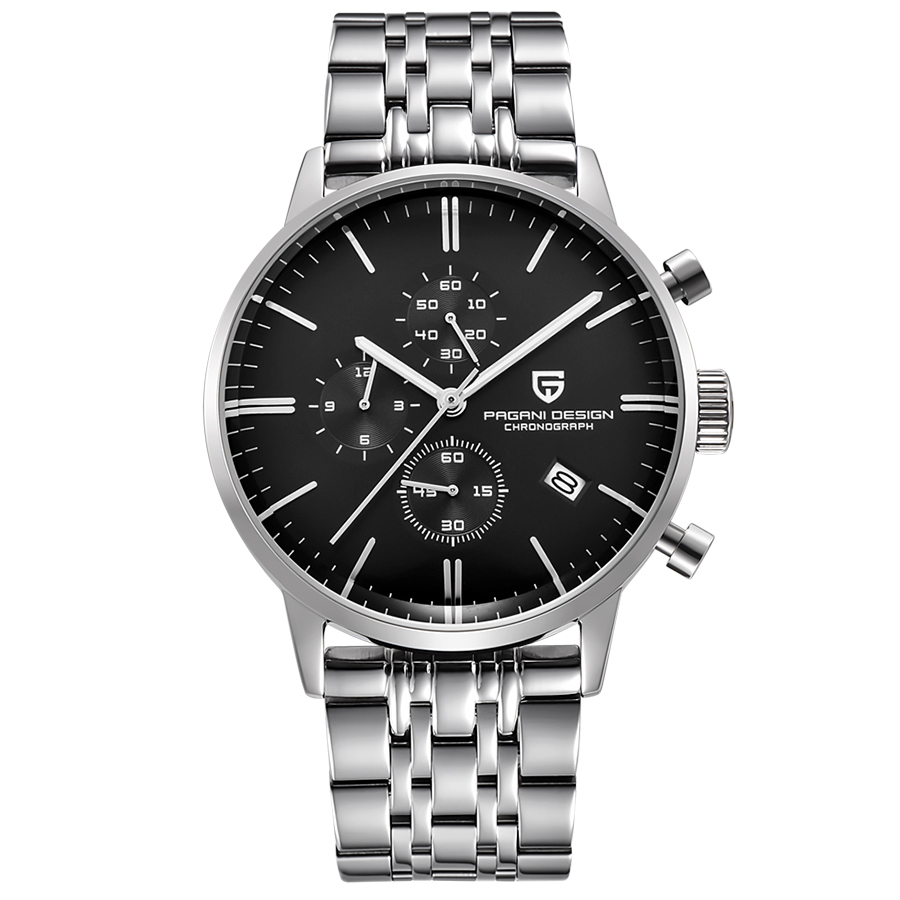 PAGANI DESIGN PD-2720 Luxury Men's Watches Genuine Leather Strap Stainless Steel Case Waterproof VK67 Quartz Wrist Watch for Men Chronograph Auto Date