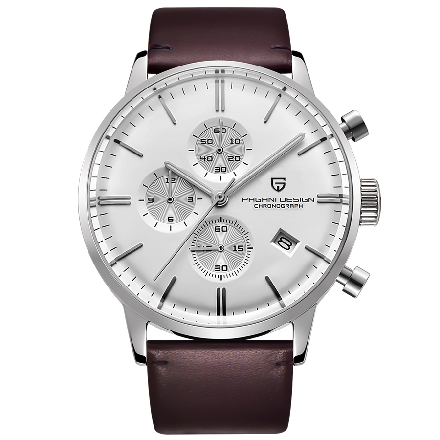 PAGANI DESIGN PD-2720 Luxury Men's Watches Genuine Leather Strap Stainless Steel Case Waterproof VK67 Quartz Wrist Watch for Men Chronograph Auto Date
