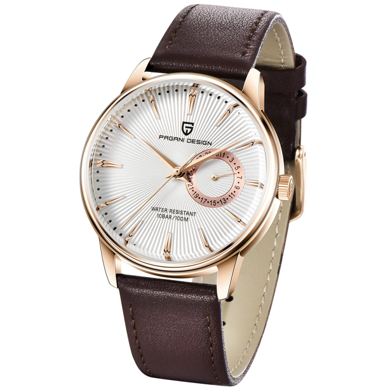 PAGANI DESIGN PD-1654 Men's Watches with VH65 Quartz Movement Soft Leather Watchband 100M Waterproof Hard Coated Dial Glass