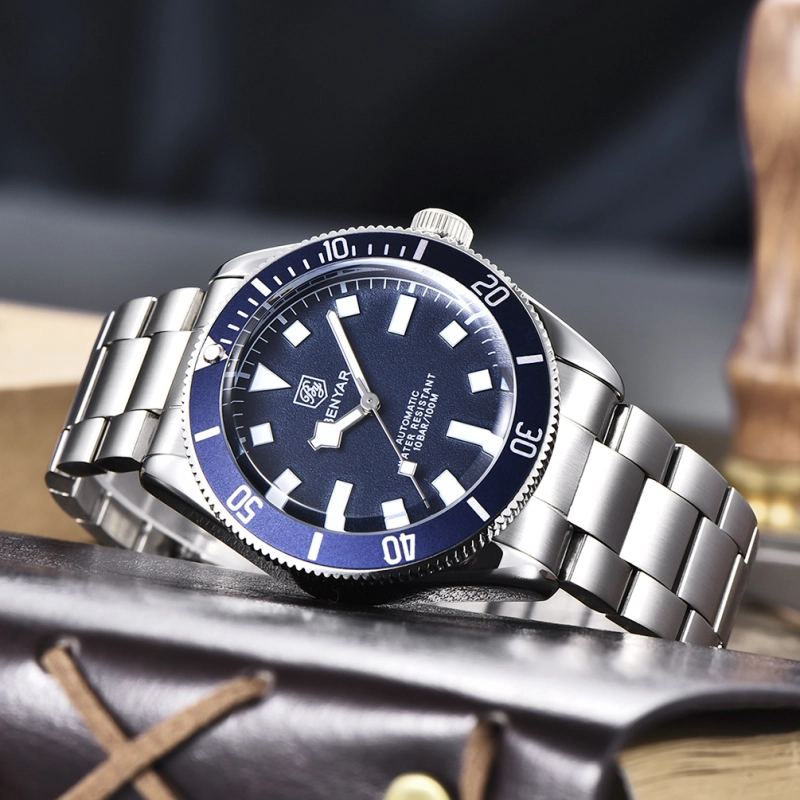 BENYAR Men's Automatic Watches Black Bay Homage Luxury Business Waterproof Wrist Watch for Men Alloy Case Stainless Steel Bracelet 5179
