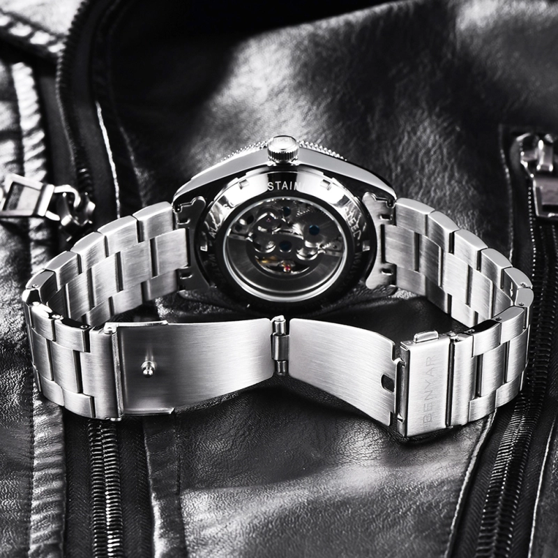 BENYAR Men's Automatic Watches Black Bay Homage Luxury Business Waterproof Wrist Watch for Men Alloy Case Stainless Steel Bracelet 5179
