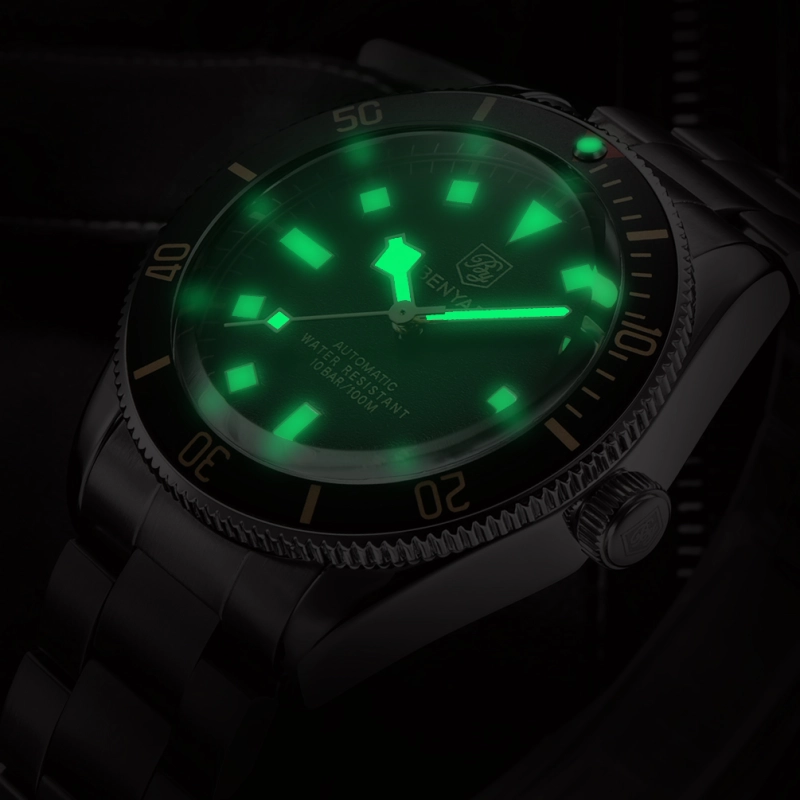 BENYAR Men's Automatic Watches Black Bay Homage Luxury Business Waterproof Wrist Watch for Men Alloy Case Stainless Steel Bracelet 5179