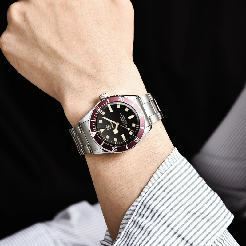 BENYAR Men's Automatic Watches Black Bay Homage Luxury Business Waterproof Wrist Watch for Men Alloy Case Stainless Steel Bracelet 5179