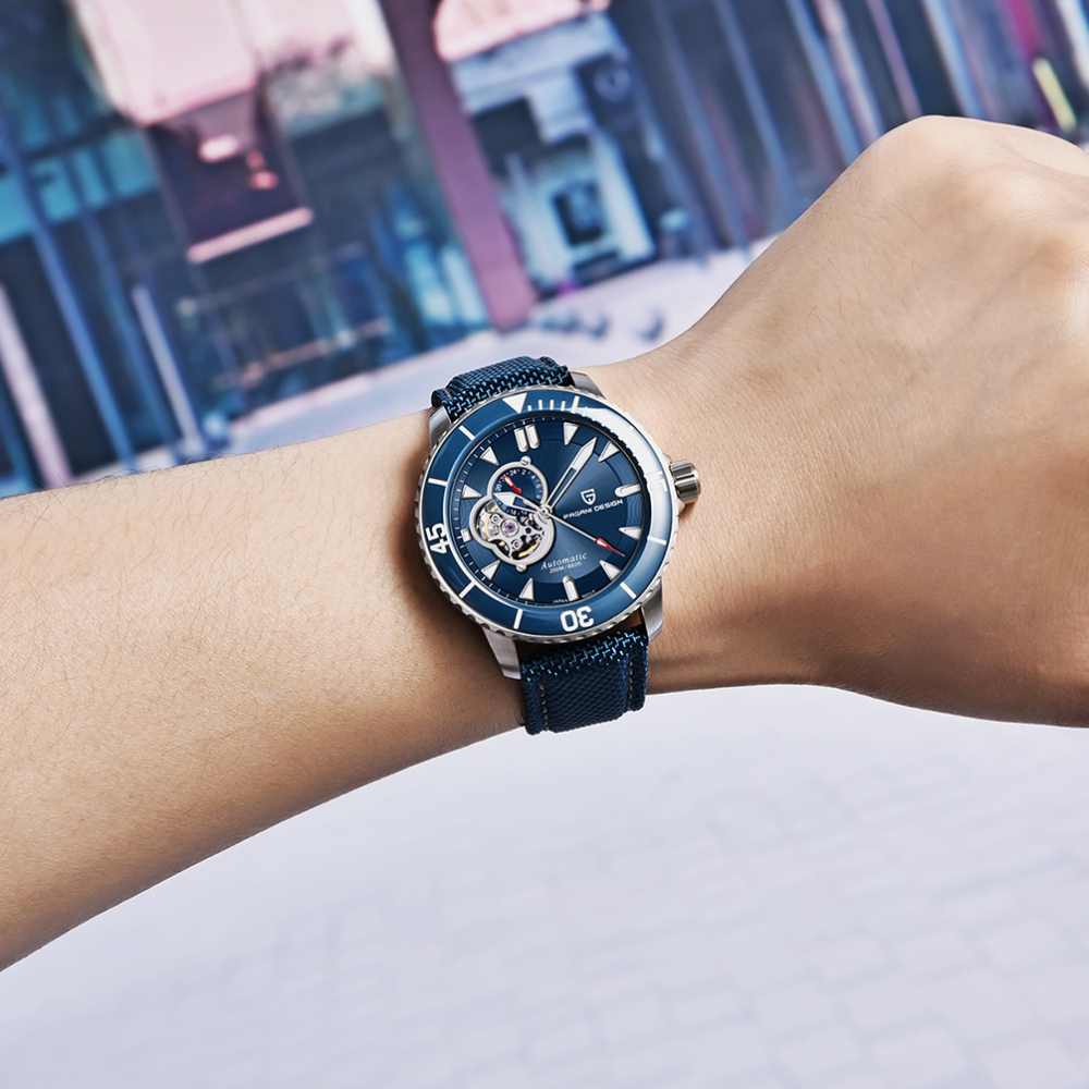 PAGANI DESIGN C3 Lume Men's Automatic Mechanical Watches with SEIKO NH39A Movement Nylon Leather Watch Strap Sapphire Dial Glass