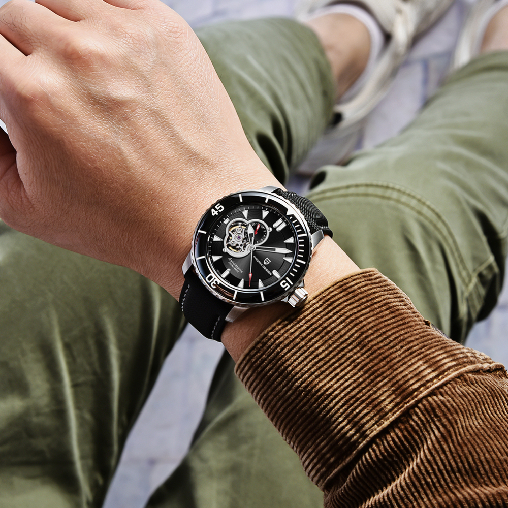 PAGANI DESIGN C3 Lume Men's Automatic Mechanical Watches with SEIKO NH39A Movement Nylon Leather Watch Strap Sapphire Dial Glass