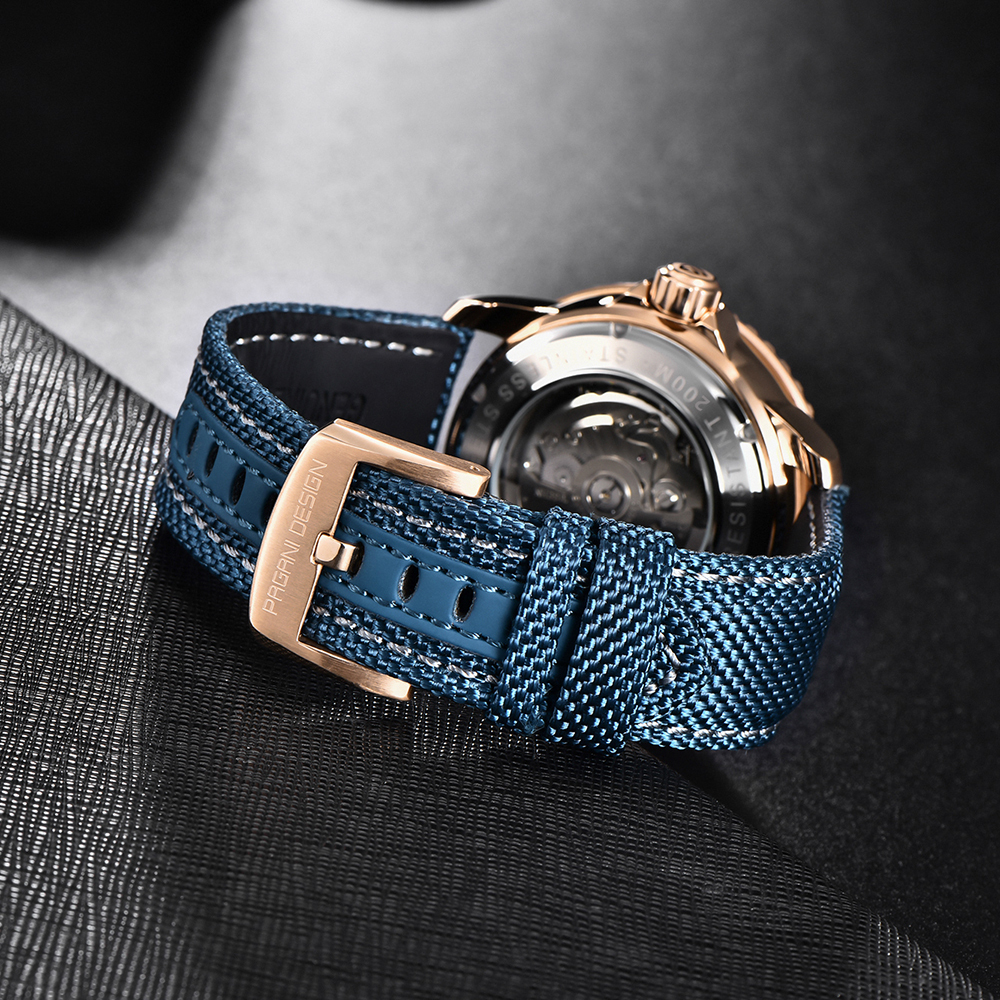 PAGANI DESIGN C3 Lume Men's Automatic Mechanical Watches with SEIKO NH39A Movement Nylon Leather Watch Strap Sapphire Dial Glass