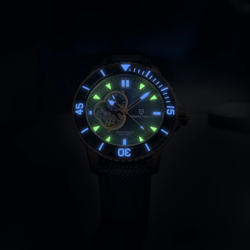PAGANI DESIGN C3 Lume Men's Automatic Mechanical Watches with SEIKO NH39A Movement Nylon Leather Watch Strap Sapphire Dial Glass