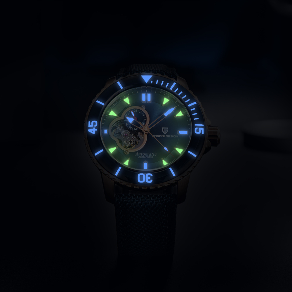 PAGANI DESIGN C3 Lume Men's Automatic Mechanical Watches with SEIKO NH39A Movement Nylon Leather Watch Strap Sapphire Dial Glass