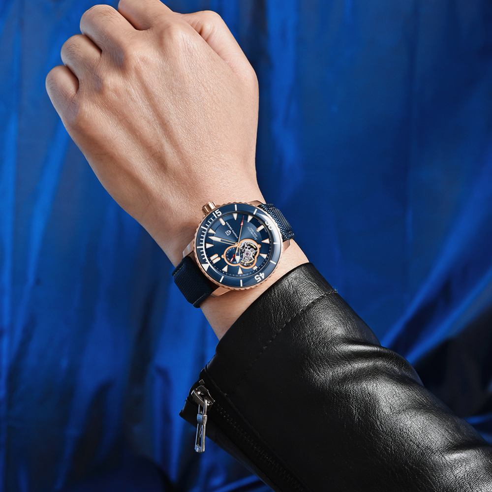 PAGANI DESIGN C3 Lume Men's Automatic Mechanical Watches with SEIKO NH39A Movement Nylon Leather Watch Strap Sapphire Dial Glass