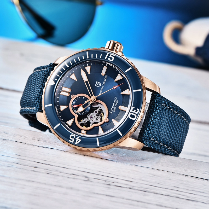 PAGANI DESIGN C3 Lume Men's Automatic Mechanical Watches with SEIKO NH39A Movement Nylon Leather Watch Strap Sapphire Dial Glass