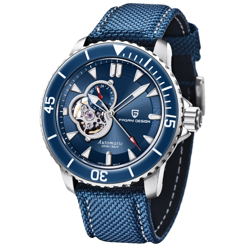 PAGANI DESIGN C3 Lume Men's Automatic Mechanical Watches with SEIKO NH39A Movement Nylon Leather Watch Strap Sapphire Dial Glass