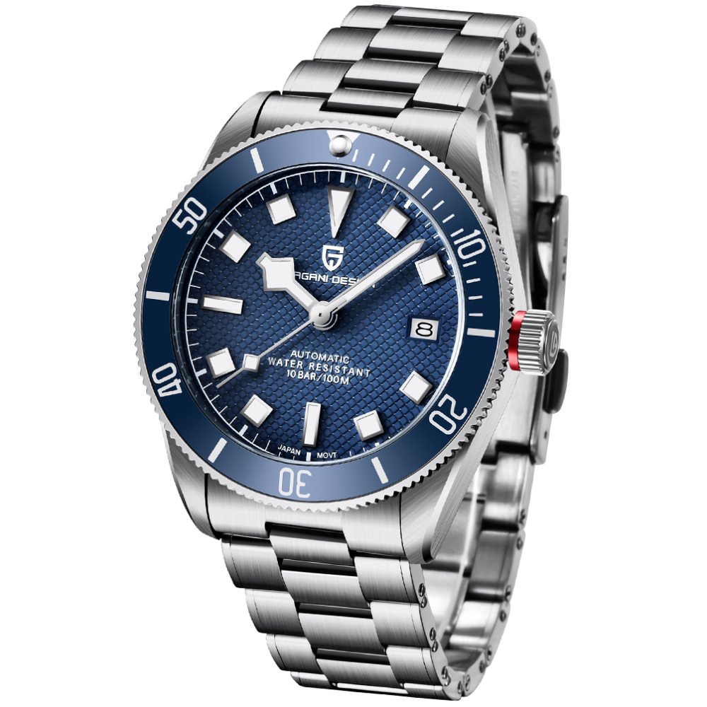 PAGANI DESIGN PD-1709 Men's Automatic Watches Mechanical Sports NH35A Stainless Steel Waterproof Wrist Watch for Men Auto Date Fold-over Clasp