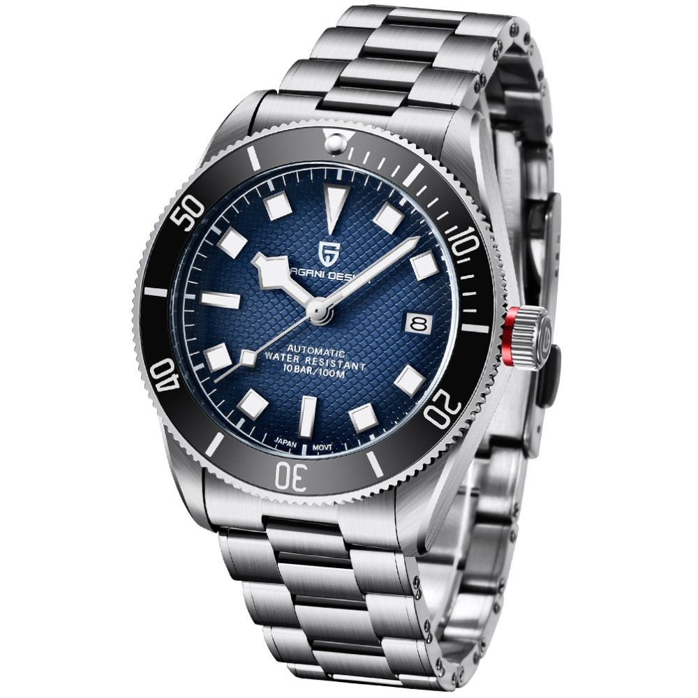 PAGANI DESIGN PD-1709 Men's Automatic Watches Mechanical Sports NH35A Stainless Steel Waterproof Wrist Watch for Men Auto Date Fold-over Clasp