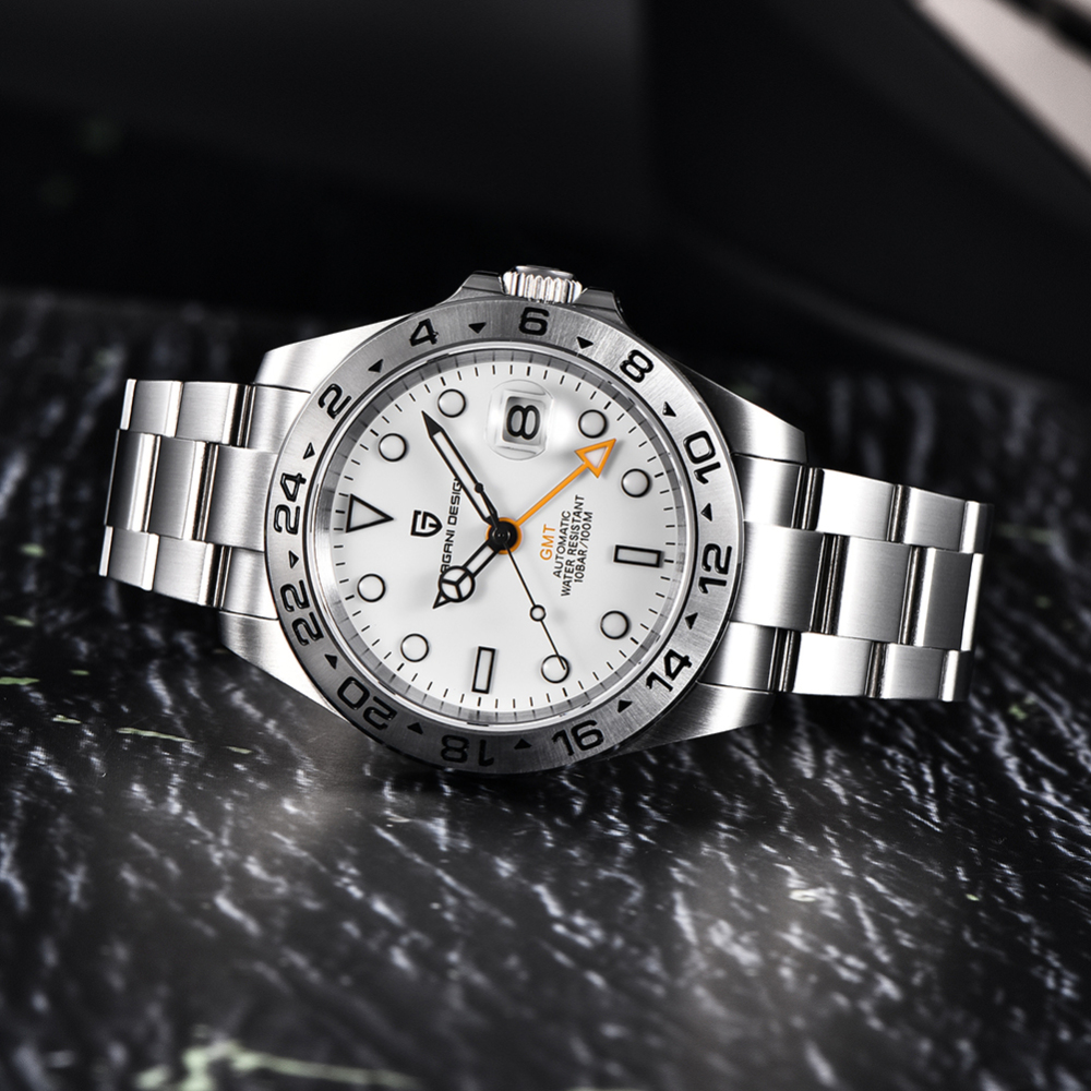 PAGANI DESIGN New Men's Watches Explorer GMT Automatic Mechanical Wrist Watches for Men Stainless Steel Bracelet 100M Waterproof