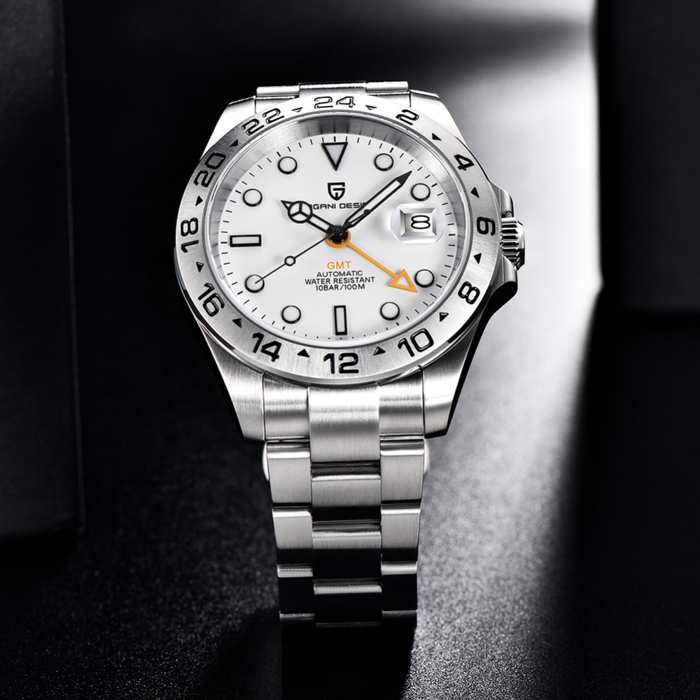 PAGANI DESIGN New Men's Watches Explorer GMT Automatic Mechanical Wrist Watches for Men Stainless Steel Bracelet 100M Waterproof