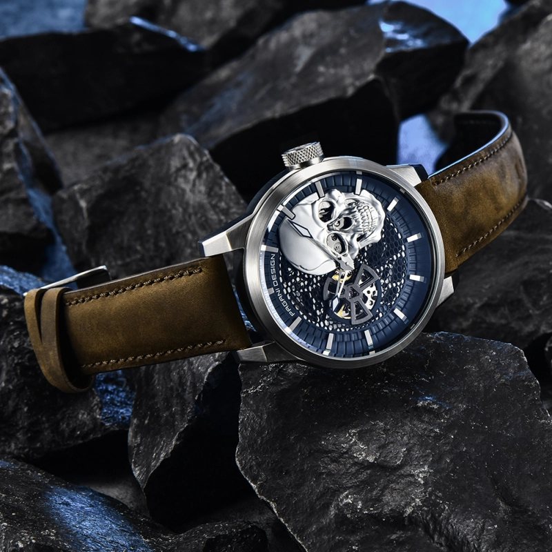 PAGANI DESIGN Men's Watches Skeleton Automatic Mechanical Wrist Watch for Men Genuine Leather Stainless Steel Skull Dial Wristwatch