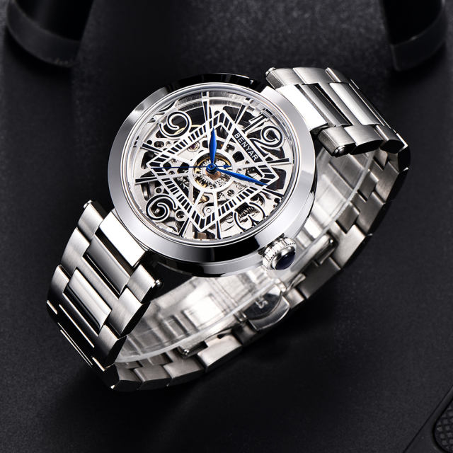 BENYAR New Men's Watches full Steel Skeleton Waterproof Wrist Watch for Men Steampunk Luxury Fashion Wristwatches