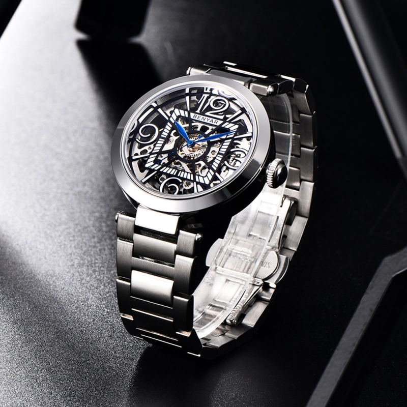 BENYAR New Men's Watches full Steel Skeleton Waterproof Wrist Watch for Men Steampunk Luxury Fashion Wristwatches