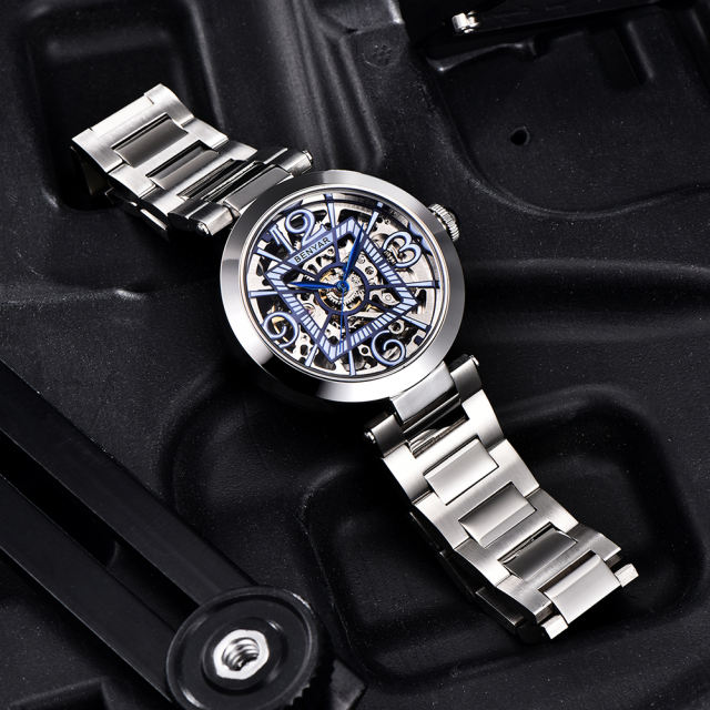 BENYAR New Men's Watches full Steel Skeleton Waterproof Wrist Watch for Men Steampunk Luxury Fashion Wristwatches