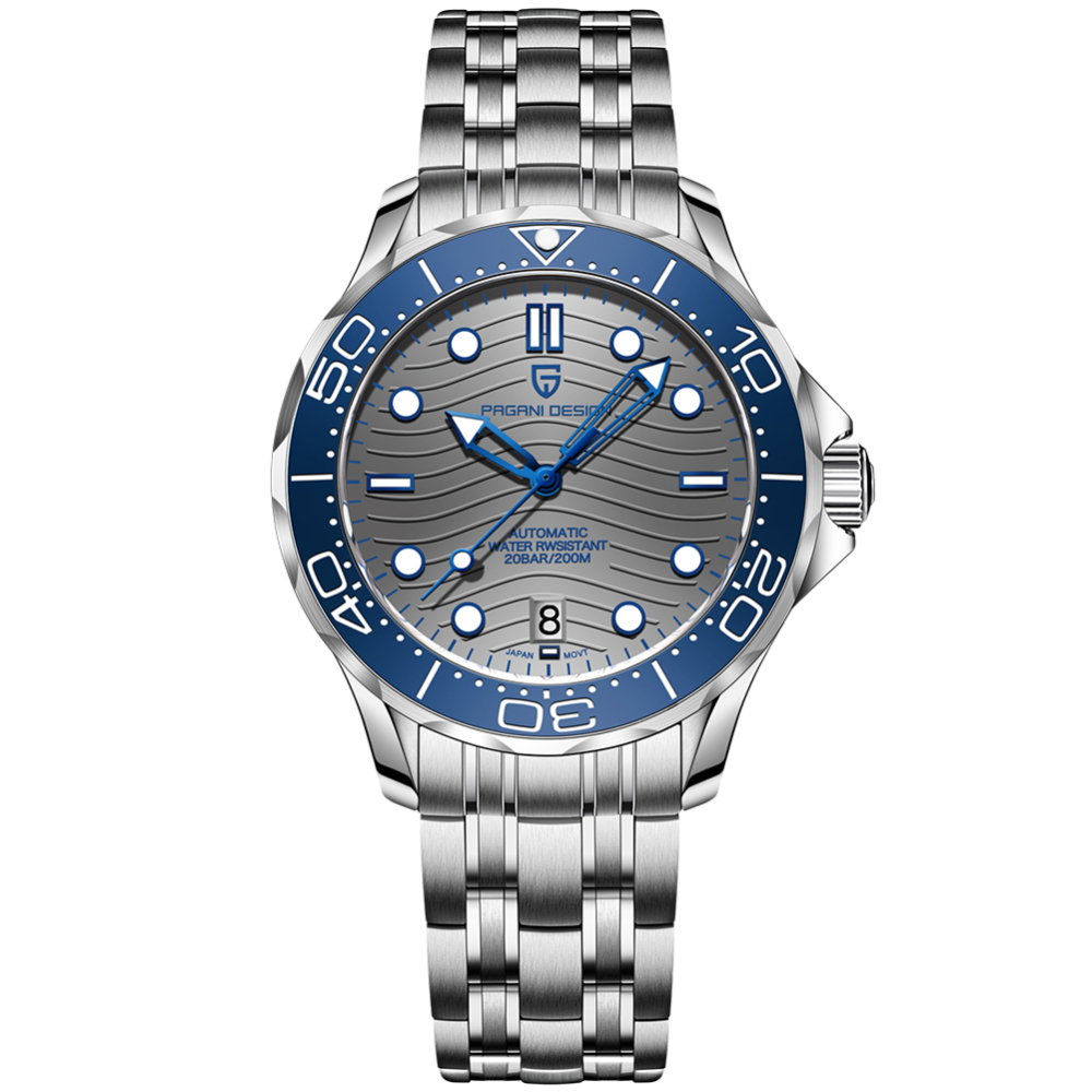 PAGANI DESIGN New Men's Automatic Watches Seamaster Homage with Waves Seiko NH35A Movement Ceramic Bezel Rubber Strap 1685