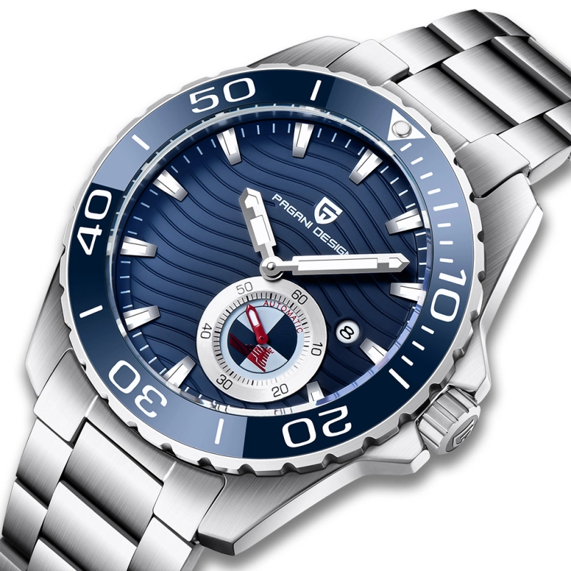 PAGANI DESIGN PD-1636 Men's Watches Automatic Stainless Steel Mechanical Fashion Wrist Watch for Men Luxury Wristwatch with Wave Dial