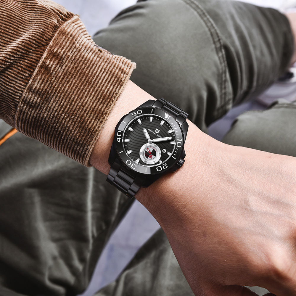 PAGANI DESIGN Men's Watches Automatic Stainless Steel Mechanical Fashion Wrist Watch for Men Luxury Wristwatch with Wave Dial