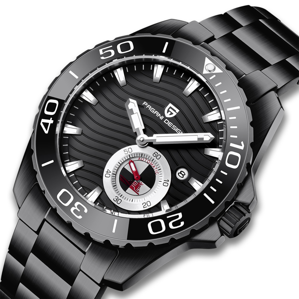 PAGANI DESIGN PD-1636 Men's Watches Automatic Stainless Steel Mechanical Fashion Wrist Watch for Men Luxury Wristwatch with Wave Dial