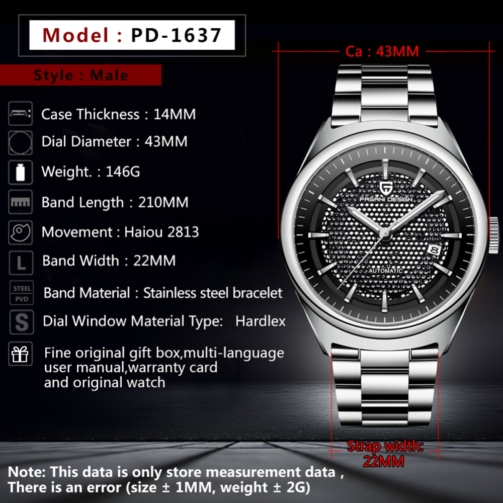 PAGANI DESIGN Luxury Automatic Men's Watches Stainless Steel Skeleton Business Wrist Watch for Men Waterproof Dress Wristwatch