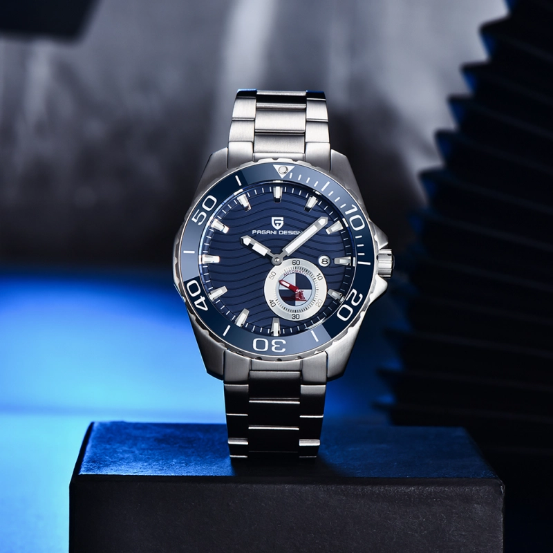 PAGANI DESIGN Men's Watches Automatic Stainless Steel Mechanical Fashion Wrist Watch for Men Luxury Wristwatch with Wave Dial