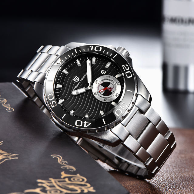 PAGANI DESIGN Men's Watches Automatic Stainless Steel Mechanical Fashion Wrist Watch for Men Luxury Wristwatch with Wave Dial