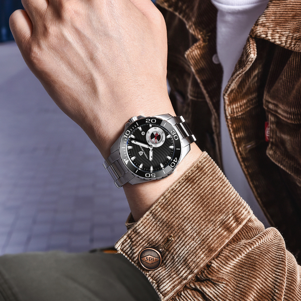PAGANI DESIGN Men's Watches Automatic Stainless Steel Mechanical Fashion Wrist Watch for Men Luxury Wristwatch with Wave Dial