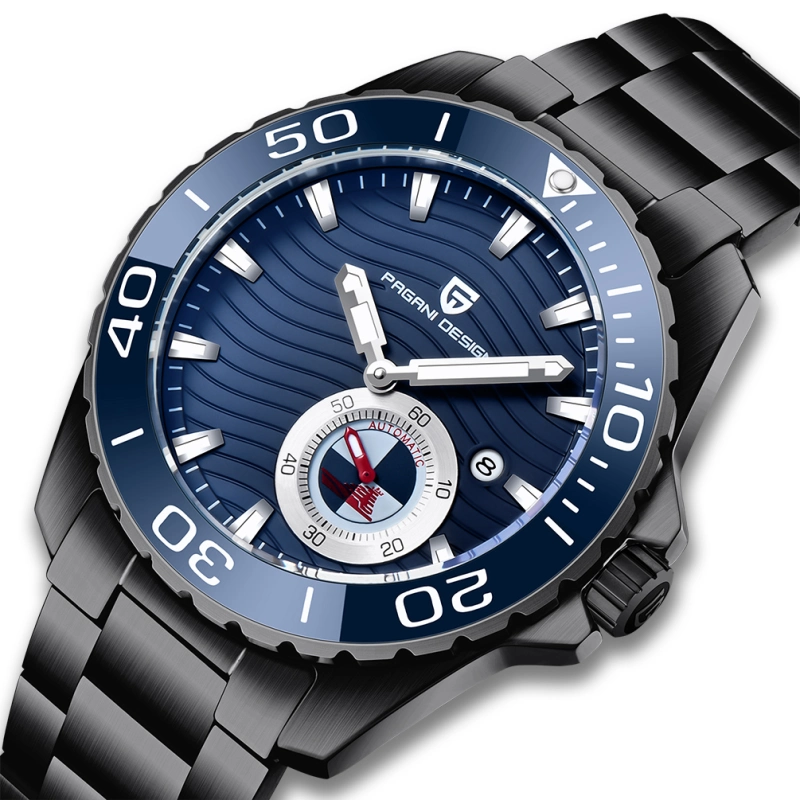 PAGANI DESIGN PD-1636 Men's Watches Automatic Stainless Steel Mechanical Fashion Wrist Watch for Men Luxury Wristwatch with Wave Dial