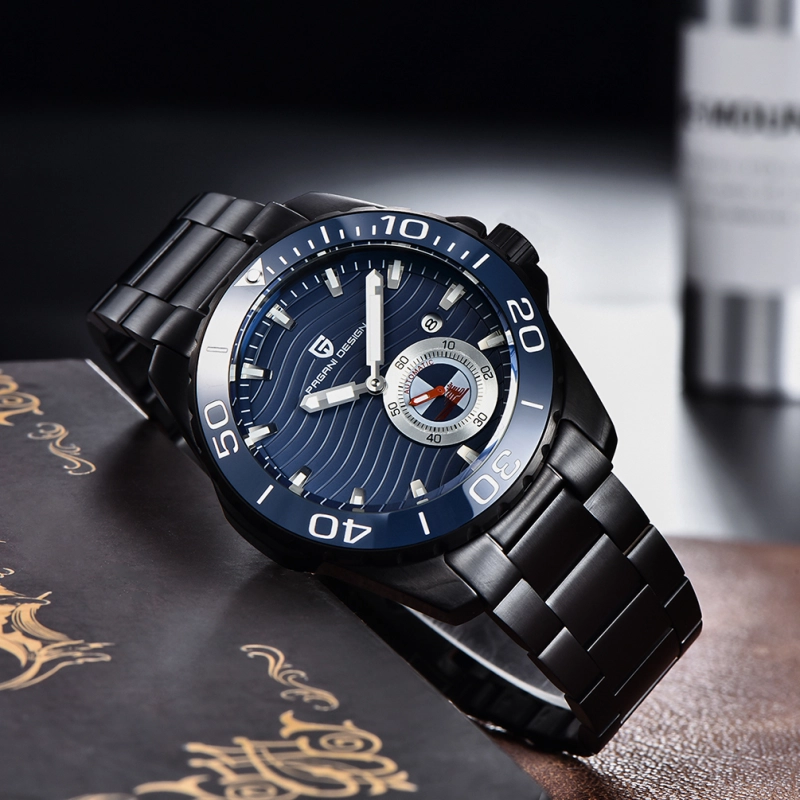 PAGANI DESIGN Men's Watches Automatic Stainless Steel Mechanical Fashion Wrist Watch for Men Luxury Wristwatch with Wave Dial