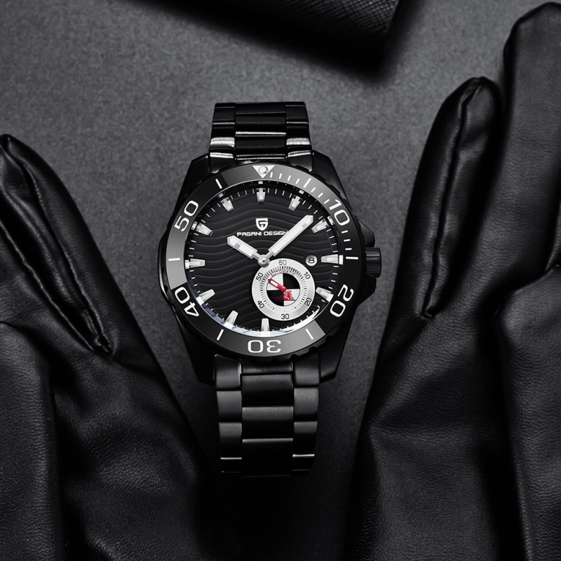 PAGANI DESIGN Men's Watches Automatic Stainless Steel Mechanical Fashion Wrist Watch for Men Luxury Wristwatch with Wave Dial