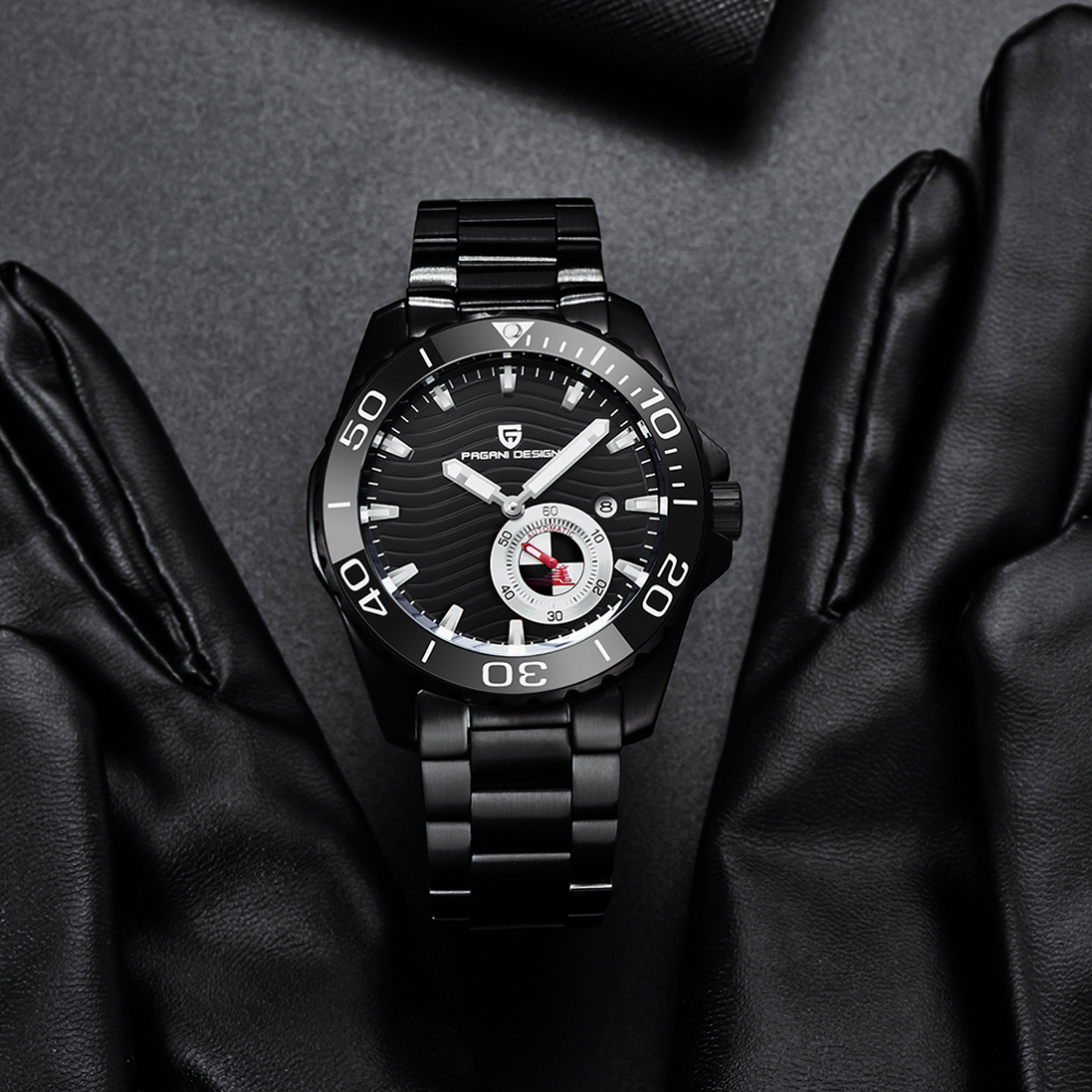 PAGANI DESIGN Men's Watches Automatic Stainless Steel Mechanical Fashion Wrist Watch for Men Luxury Wristwatch with Wave Dial