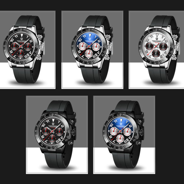 PAGANI DESIGN Classic Daytona Homage Quartz Watches for Men Silicone Waterproof Ceramic Bezel Men's Watches VK63 Movement