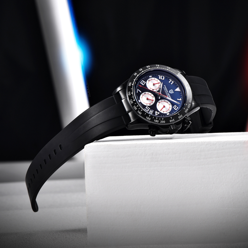 PAGANI DESIGN Classic Daytona Homage Quartz Watches for Men Silicone Waterproof Ceramic Bezel Men's Watches VK63 Movement