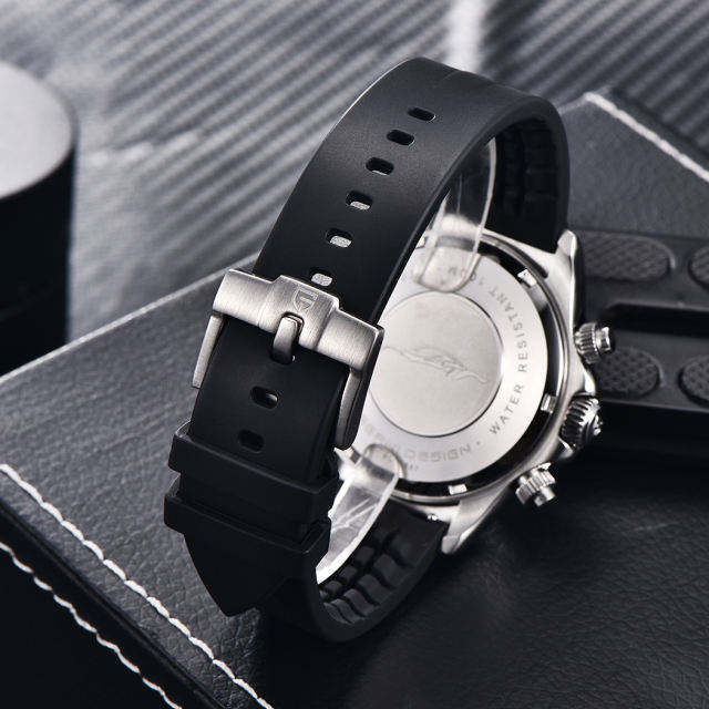 PAGANI DESIGN Classic Daytona Homage Quartz Watches for Men Silicone Waterproof Ceramic Bezel Men's Watches VK63 Movement