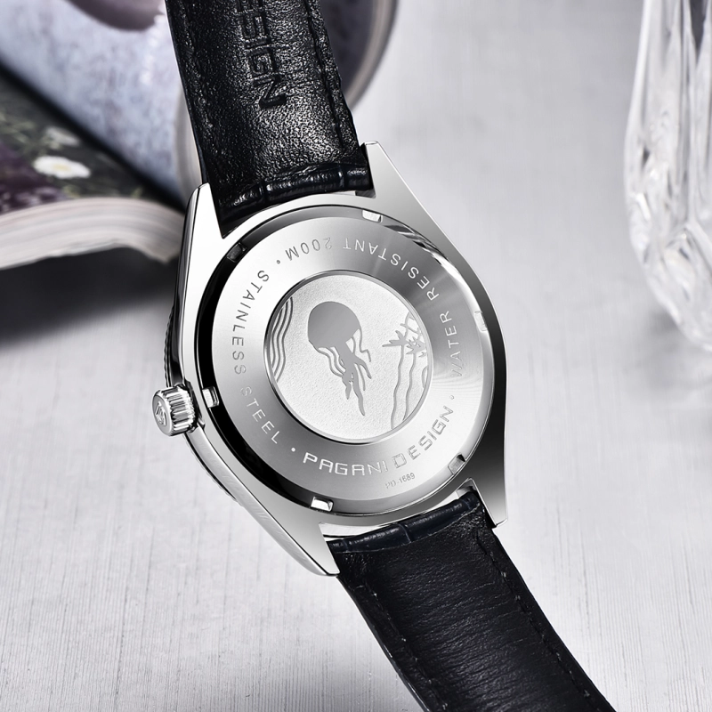 PAGANI DESIGN Men's Quartz Watches with Genuine Leather Watchband Luxury Cusual Wrist Watch for Men Waterproof Auto Date Business Wristwatch