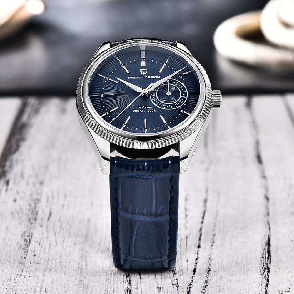 PAGANI DESIGN Men's Quartz Watches with Genuine Leather Watchband Luxury Cusual Wrist Watch for Men Waterproof Auto Date Business Wristwatch