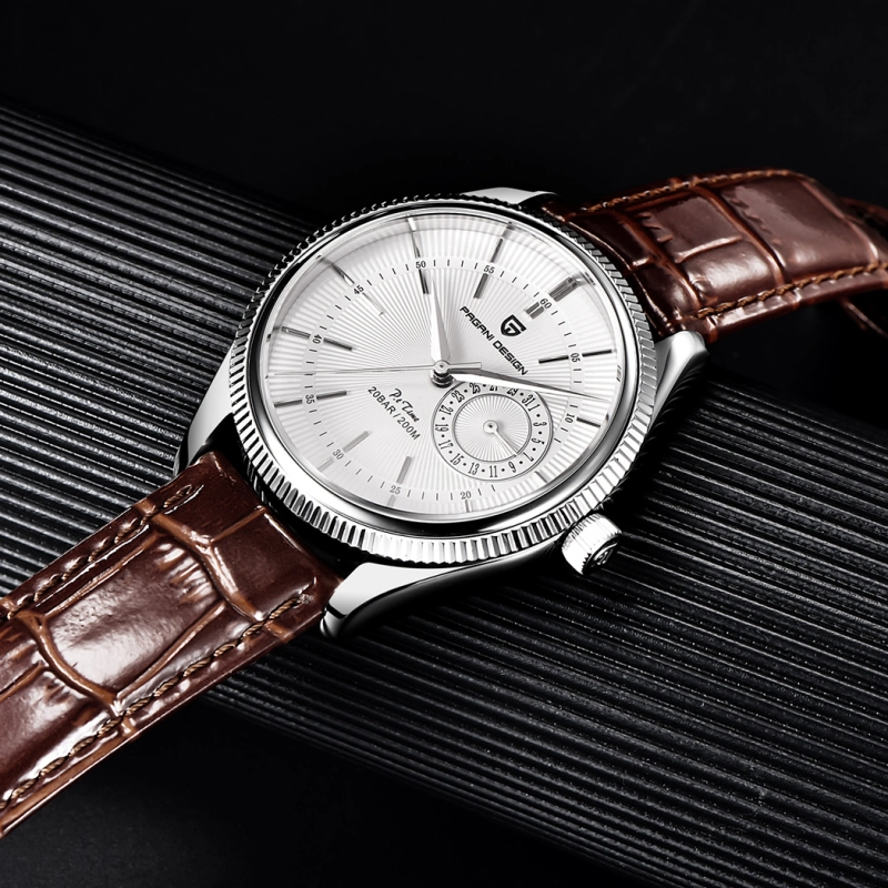 PAGANI DESIGN Men's Quartz Watches with Genuine Leather Watchband Luxury Cusual Wrist Watch for Men Waterproof Auto Date Business Wristwatch
