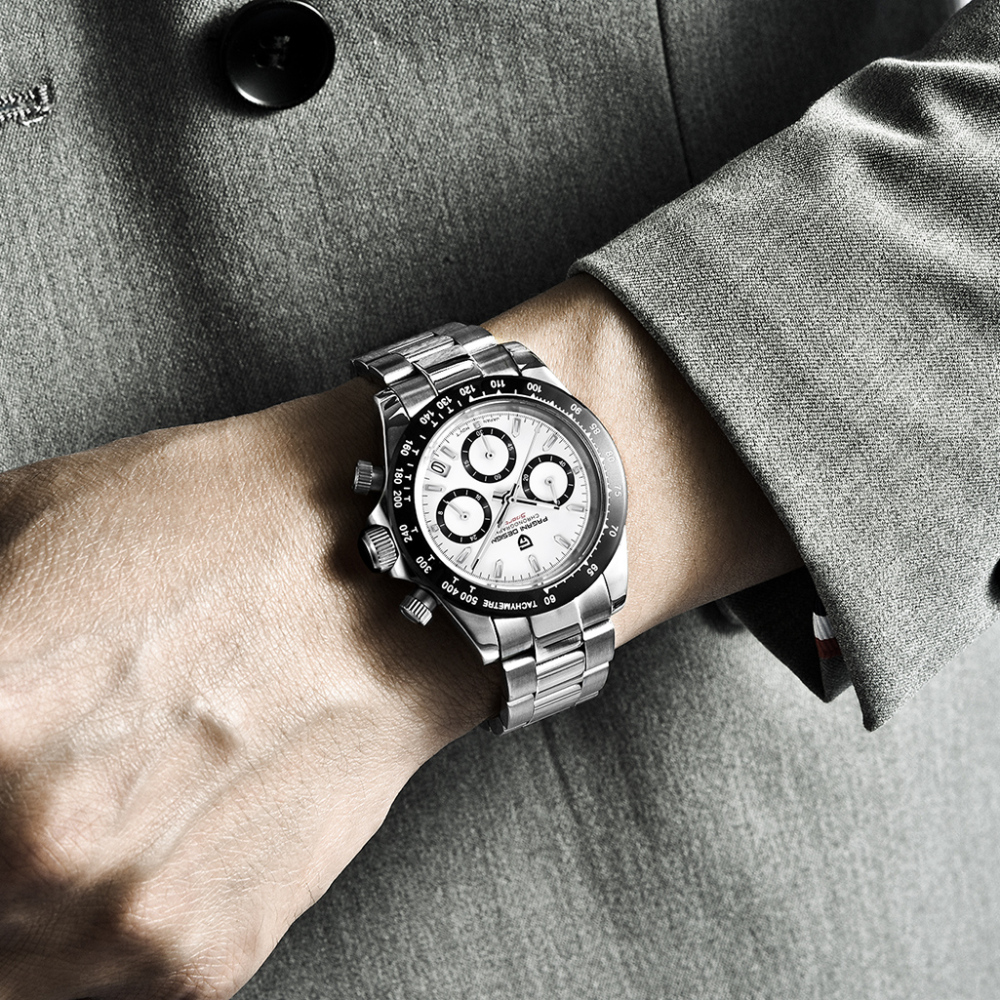 PAGANI DESIGN PD-1644 Men's Quartz Watches Sports Chronograph  Wrist Watch with VK63 Movement Sapphire Ceramic Bezel Waterproof Stainless Steel Strap