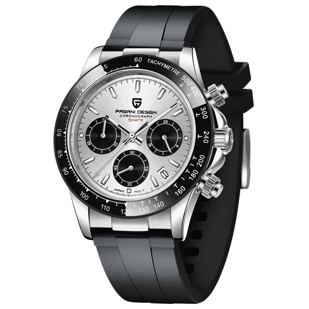 PAGANI DESIGN PD-1664 Men's Quartz Watches Sports Chronograph Men's Wrist Watch with VK63 Movement Silicone Watchband