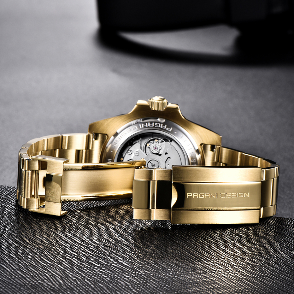 PAGANI DESIGN PD1661 40mm Automatic Men's Watches Full Gold Stainless Steel Mechanical Wrist Watch for Men Sports Watches