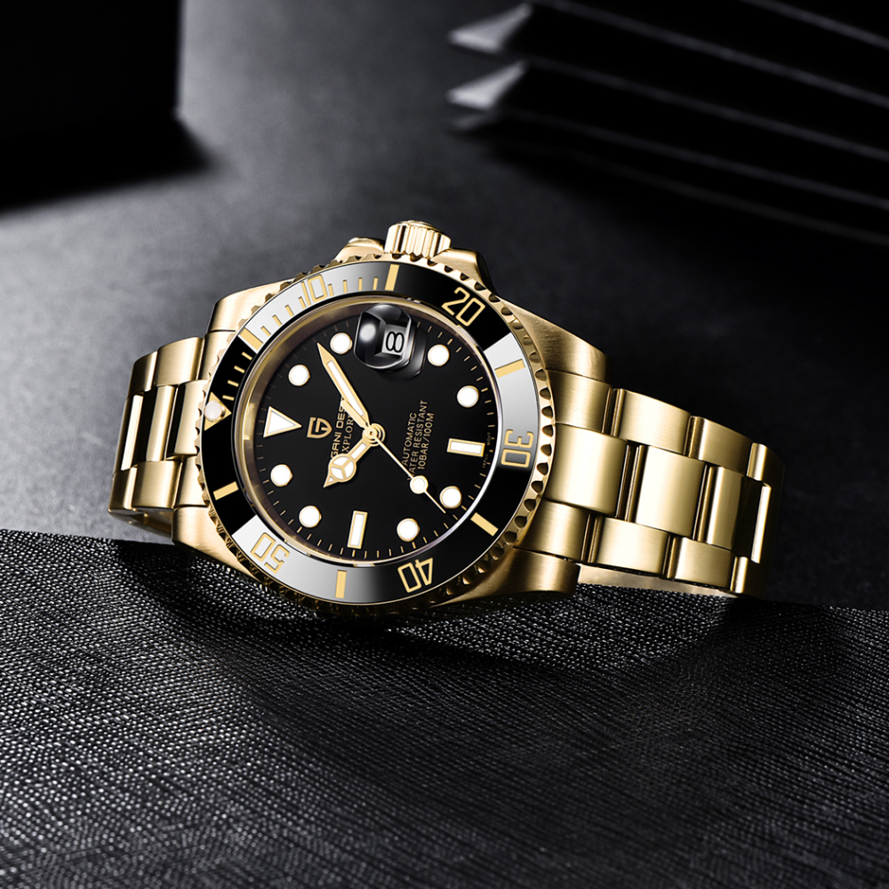 PAGANI DESIGN PD1661 40mm Automatic Men's Watches Full Gold Stainless Steel Mechanical Wrist Watch for Men Sports Watches