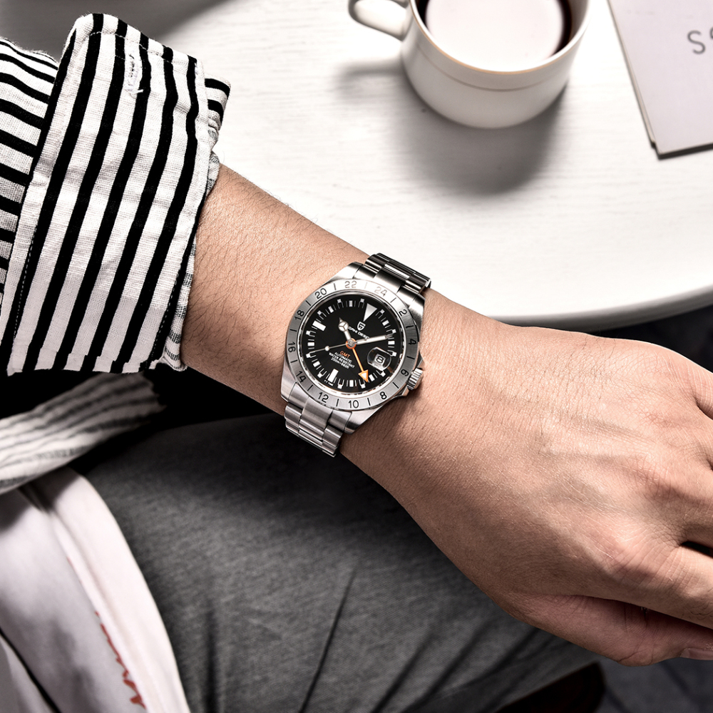 PAGANI DESIGN New Men's Watches Explorer GMT Automatic Mechanical Wrist Watches for Men Stainless Steel Bracelet 200M Waterproof