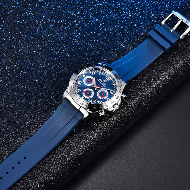 BENYAR New Quartz Men's Watches Chronograph Daytona Homage Silicone Business Wrist Watch for Men Waterproof Wristwatch Auto Date