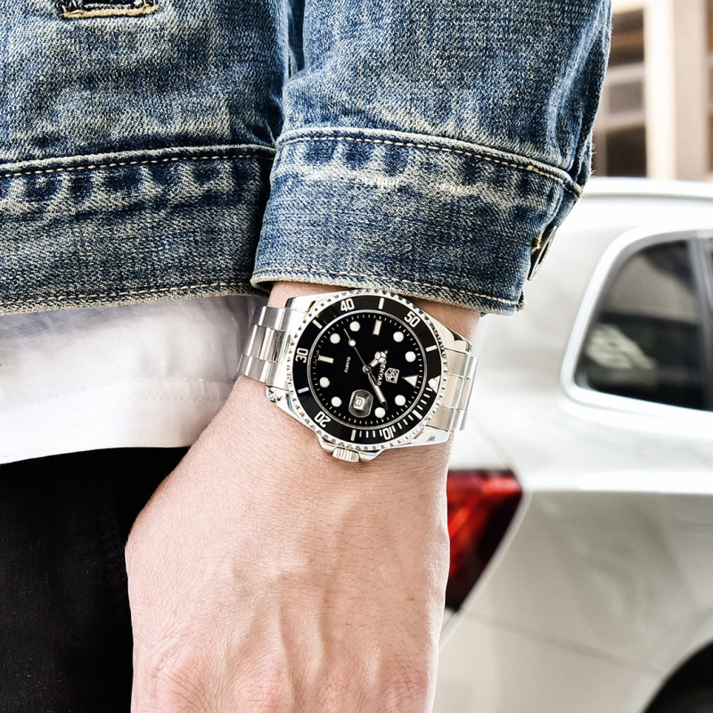 BENYAR Men's Quartz Watches Waterproof SUB Homage Business Wrist Watch for Men Stainless Steel Luxury Sports Wristwatch