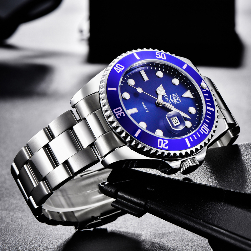 BENYAR Men's Quartz Watches Waterproof SUB Homage Business Wrist Watch for Men Stainless Steel Luxury Sports Wristwatch